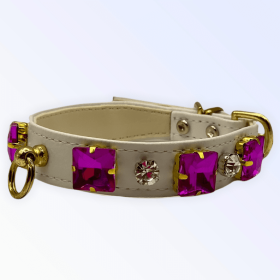 My Rhinestone Glam Dog Collar (Color: White, size: 12")