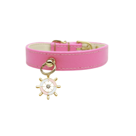 Nautical Dog Charm Collar (Color: Pink, size: 10")