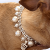 Rhinestone & Pearl Crown Dog Necklace