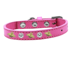 Studded Bee Dog Collar (Color: Pink, size: 12")