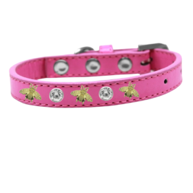 Studded Bee Dog Collar (Color: Pink, size: 14")