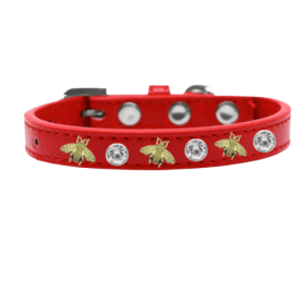 Studded Bee Dog Collar (Color: Red, size: 12")