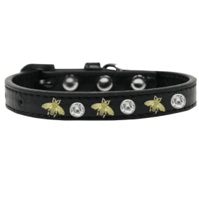 Studded Bee Dog Collar (Color: Black, size: 10")