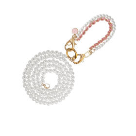 Double Layer Pearl & Chain Dog-Lead (Color: White)