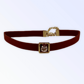 Burgundy Buckle Dog Necklace (size: small)