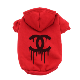 Chewnel Drippy Dog Hoodies (Color: Red, size: X Small)