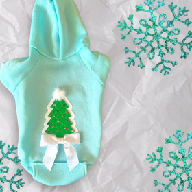 Quilted Christmas Tree Dog Hoodie (size: small)