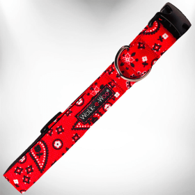 Walk-e-Woo Bandana Dog Collars (Color: Red, size: L 1" width fits 14-25" neck)