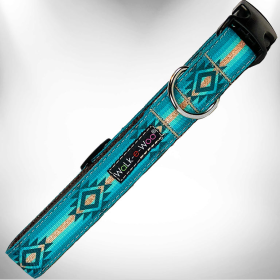 Walk-e-Woo Southwestern Dog Collars Collection (Color: Turquoise Sky, size: L 1" width fits 14-25" neck)