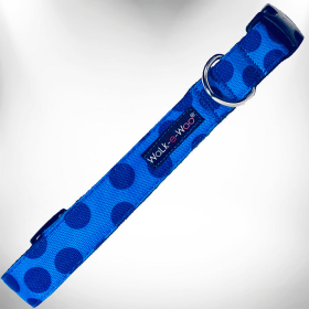 Walk-e-Woo Monotone Polka Dot Dog Collars (Color: Navy, size: L 1" width fits 14-25" neck)