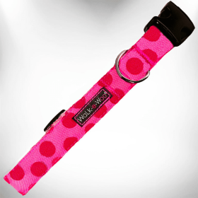 Walk-e-Woo Monotone Polka Dot Dog Collars (Color: Pink, size: L 1" width fits 14-25" neck)