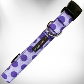 Walk-e-Woo Monotone Polka Dot Dog Collars (Color: Purple, size: L 1" width fits 14-25" neck)