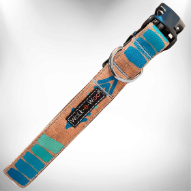 Walk-e-Woo Tribal Dog Collars (Color: Teal, size: L 1" width fits 14-25" neck)