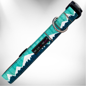 Walk-e-Woo Snowcap Mountain Dog Collars (Color: Wintergreen Snowcap Mtn, size: L 1" width fits 14-25" neck)