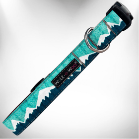 Walk-e-Woo Mountain Dog Collars (Color: Wintergreen Snowcap Mtn, size: L 1" width fits 14-25" neck)