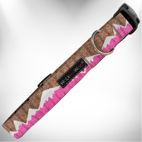 Walk-e-Woo Snowcap Mountain Dog Collars (Color: Pink Snowcap Mtn, size: L 1" width fits 14-25" neck)