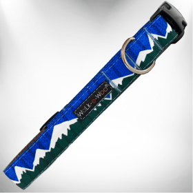 Walk-e-Woo Mountain Dog Collars (Color: Blue/Green Snowcap Mtn, size: L 1" width fits 14-25" neck)