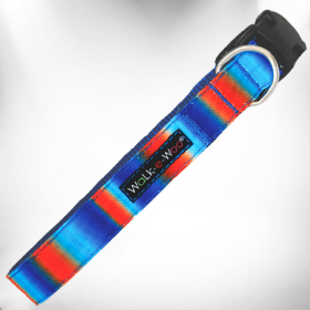 Walk-e-Woo Tie Dye Dog Collars (Color: Blue/Orange, size: L 1" width fits 14-25" neck)