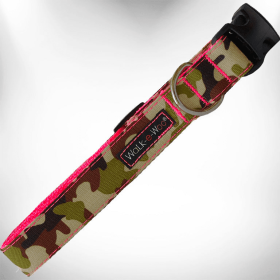 Walk-e-Woo Camo Dog Collars (Color: Hot Pink Camo, size: L 1" width fits 14-25" neck)