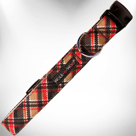 Walk-e-Woo Plaid Dog Collars (Color: Gatsby, size: L 1" width fits 14-25" neck)