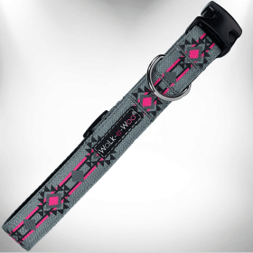 Walk-e-Woo Southwestern Dog Collars Collection (Color: Pow Wow Pink, size: S 3/4" width fits 10-14" neck)