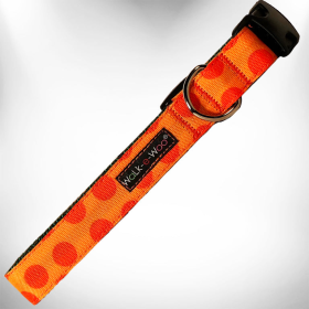 Walk-e-Woo Monotone Polka Dot Dog Collars (Color: Orange, size: S 3/4" width fits 10-14" neck)