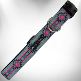 Walk-e-Woo Southwestern Dog Collars Collection (Color: Pow Wow Pink, size: XL 1.5" wide fits 18-28" neck)