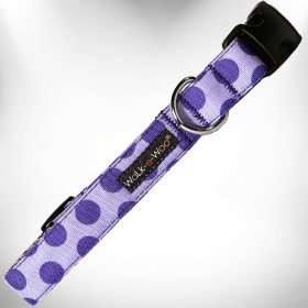 Walk-e-Woo Monotone Polka Dot Dog Collars (Color: Purple, size: XL 1.5" wide fits 18-28" neck)