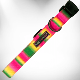 Walk-e-Woo Tie Dye Dog Collars (Color: Pink/Green, size: XL 1.5" wide fits 18-28" neck)