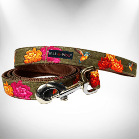 Walk-e-Woo Nature-Lover Dog Leads (Color: Hummingbird Flowers, size: REGULAR Lead 1" width- 5' length)