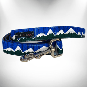 Walk-e-Woo Snowcap Mountain Dog Leash (Color: Blue/Green, size: REGULAR 1" width- 5' long)