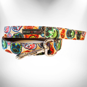 Floral Design Dog Leash (Color: Day of the Dead, size: REGULAR 1" width- 5' long)