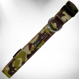 Walk-e-Woo Camo Dog Collars (Color: Brown Camo, size: M 1" width fits 12-18" neck)