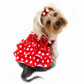 Sparkling Ruffle Layered Dog Dress with Bow (size: small)