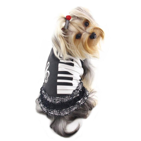 Adorable Ruffled Piano Dress for Dogs (Color: Black/White, size: XS)