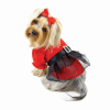 Sparkling Red Dog Dress with Puffy Sleeves