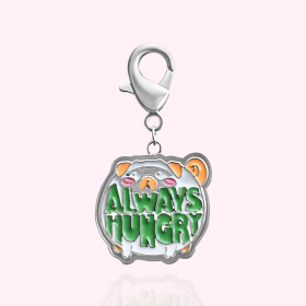 "Always Hungry" Dog Collar Charm (Color: Silver)