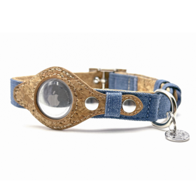 Urban Dog Stars AirTag Dog Collar (Color: Denim & Cork, size: large)