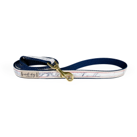 Carta Marina Light Vintage Nautical Ribbon Dog Leash (Color: Black Gunmetal)