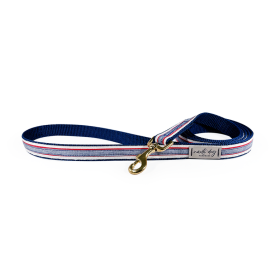 Chambray Classic Oxford Ribbon Dog Leash (Color: Black Gunmetal)