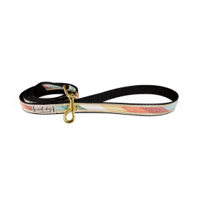 Sunset Retro-Mod Stripe Ribbon Dog Leash (Color: Black Gunmetal)