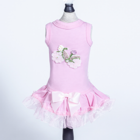 Bicycle Dog Dress (Color: Pink, size: XXS)