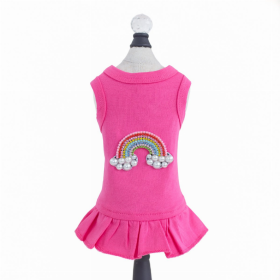 Rainbow Dog Dress (Color: Fuchsia, size: XS)