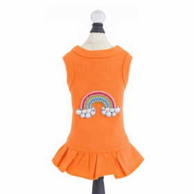 Rainbow Dog Dress (Color: Orange, size: XXS)