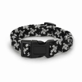 GG Braided Rope Dog Collars (Color: Black, size: large)