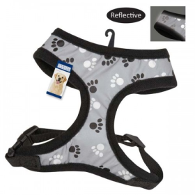 Casual Canine Reflective Pawprint Dog Harness (Color: Black, size: Xsmall)