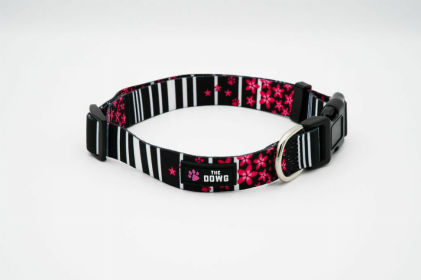 The Dowg Nylon Dog Collar (Color: Pink Petals, size: S)