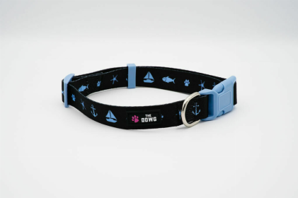 The Dowg Nylon Dog Collar (Color: Sails And Wagging Tails, size: S)