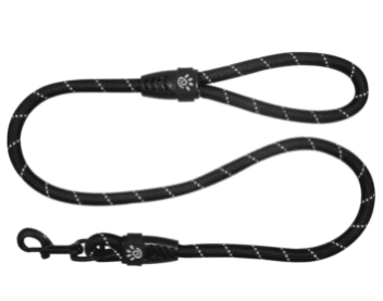 Doco Reflective Rope Dog Leash with Plastic Encased Loop Handle (Color: Black, size: 1/2 x 4ft)