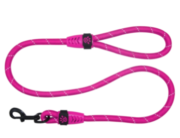 Doco Reflective Rope Dog Leash with Plastic Encased Loop Handle (Color: Raspberry Pink, size: 1/2 x 4ft)